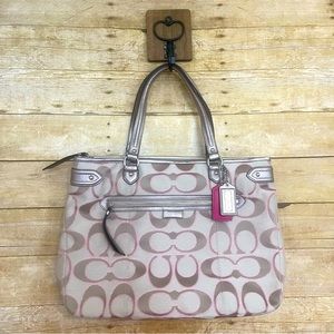 Coach Signature C Tote Khaki / Pink NWT